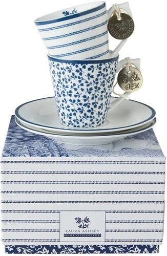 Laura Ashley Giftset 2 Kop en Schotels Espresso 9 cl.